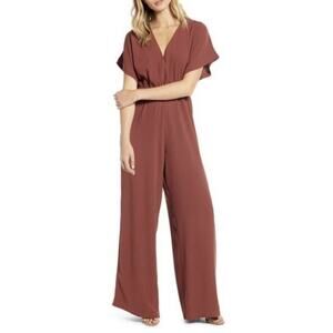 Bishop + Young Cameron Burnt Orange v-neck short sleeve jumpsuit women Sz. S NWT